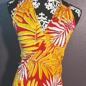 Cupshe Royal Thin Strap Tropical Plants A-Shape Dress